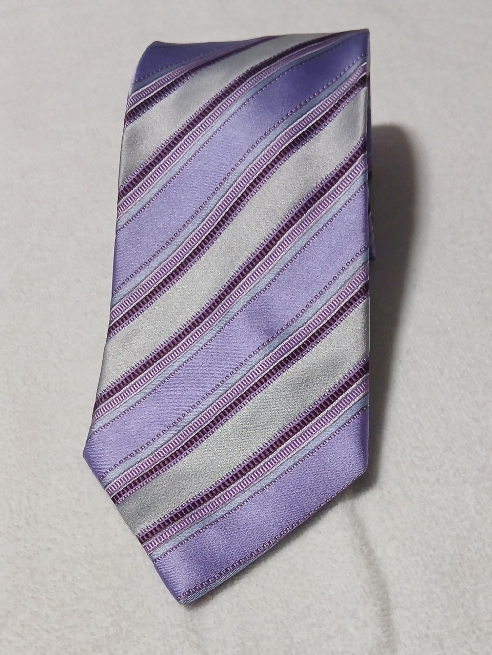 Ermenegildo Zegna Purple and Silver Diagonal Stripe Tie